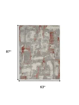 5' X 7' Ivory Gray and Brown Abstract Non Skid Area Rug