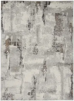 5' X 7' Ivory Gray and Brown Abstract Non Skid Area Rug