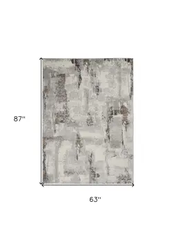 5' X 7' Ivory Gray and Brown Abstract Non Skid Area Rug