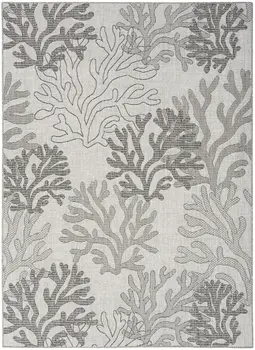 6' X 9' Gray Black And Ivory Nautical Indoor Outdoor Area Rug