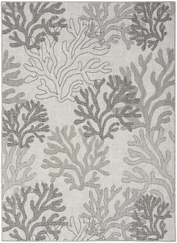 6' X 9' Gray Black And Ivory Nautical Indoor Outdoor Area Rug