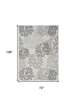 6' X 9' Gray Black And Ivory Nautical Indoor Outdoor Area Rug