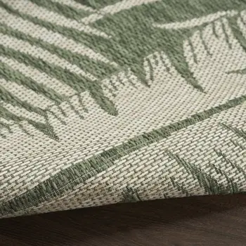 6' X 9' Green And Ivory Palm Leaf Indoor Outdoor Area Rug