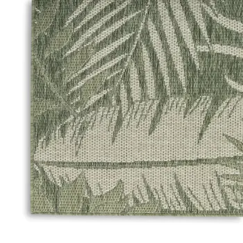 6' X 9' Green And Ivory Palm Leaf Indoor Outdoor Area Rug