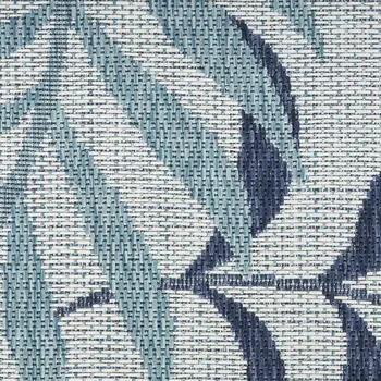 6' X 9' Sky Blue And Blue Palm Leaf Indoor Outdoor Area Rug