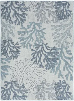 6' X 9' Navy Blue Sky Blue And Ivory Nautical Indoor Outdoor Area Rug