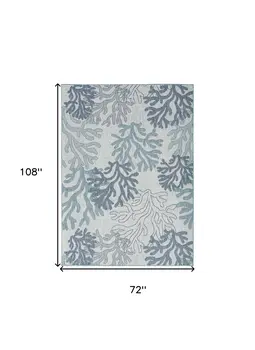 6' X 9' Navy Blue Sky Blue And Ivory Nautical Indoor Outdoor Area Rug