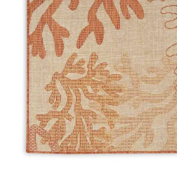 6' X 9' Orange And Ivory Nautical Indoor Outdoor Area Rug