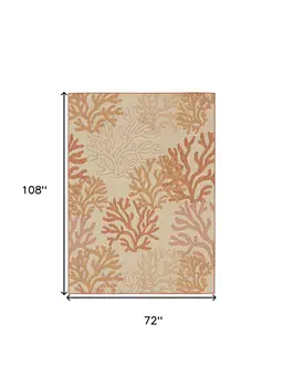 6' X 9' Orange And Ivory Nautical Indoor Outdoor Area Rug