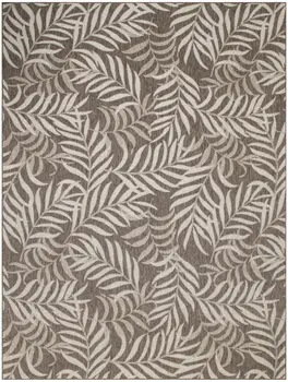 8' X 10' Brown And Ivory Palm Leaf Indoor Outdoor Area Rug