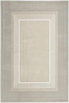 5' X 7' Beige and Ivory Geometric Non Skid Area Rug
