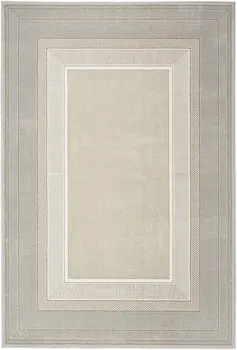 5' X 7' Beige and Ivory Geometric Non Skid Area Rug