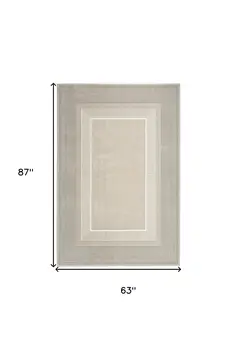 5' X 7' Beige and Ivory Geometric Non Skid Area Rug