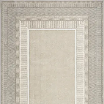 5' X 7' Beige and Ivory Geometric Non Skid Area Rug