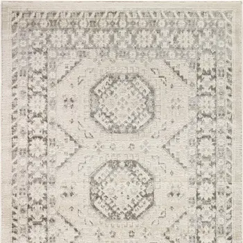 5' X 7' Ivory Blue and Gray Geometric Non Skid Area Rug
