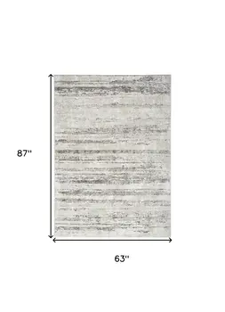5' X 7' Cream and Gray Abstract Non Skid Area Rug