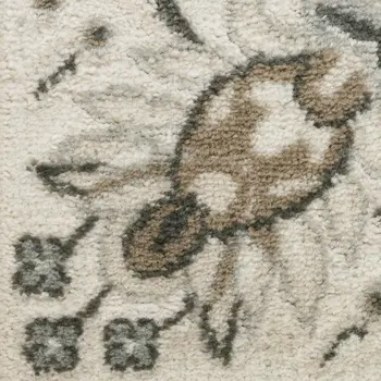 5' X 7' Cream and Gray Abstract Non Skid Area Rug