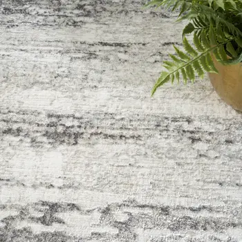 5' X 7' Cream and Gray Abstract Non Skid Area Rug