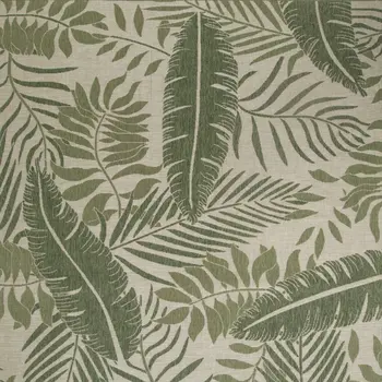 8' X 10' Ivory And Green Palm Leaf Indoor Outdoor Area Rug