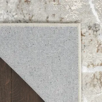 5' X 7' Ivory Gray and Brown Abstract Non Skid Area Rug