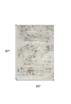 5' X 7' Ivory Gray and Brown Abstract Non Skid Area Rug