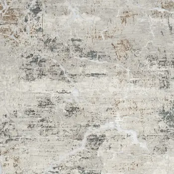 5' X 7' Ivory Gray and Brown Abstract Non Skid Area Rug