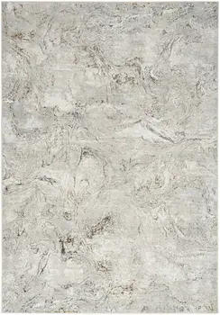 5' X 7' Ivory Gray and Brown Abstract Non Skid Area Rug