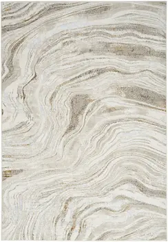 5' X 7' Gold Gray and Ivory Abstract Non Skid Area Rug