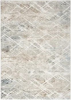 5' X 7' Ivory Blue and Gray Abstract Non Skid Area Rug
