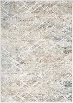 5' X 7' Ivory Blue and Gray Abstract Non Skid Area Rug