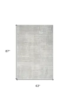 5' X 7' Silver and Gray Abstract Non Skid Area Rug
