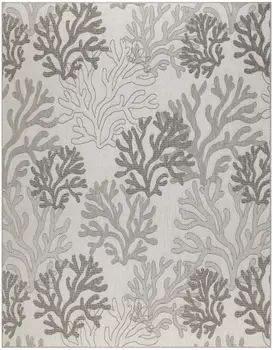 8' X 10' Gray Black And Ivory Nautical Indoor Outdoor Area Rug