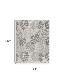 8' X 10' Gray Black And Ivory Nautical Indoor Outdoor Area Rug
