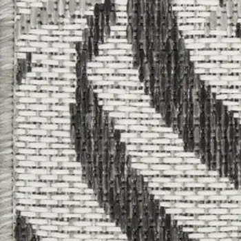8' X 10' Gray Black And Ivory Palm Leaf Indoor Outdoor Area Rug