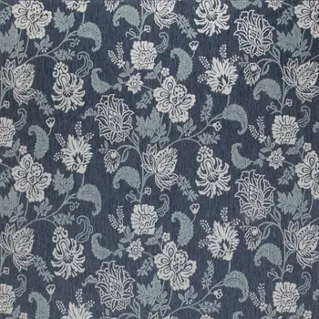 8' X 10' Navy Blue Sky Blue And Ivory Floral Indoor Outdoor Area Rug