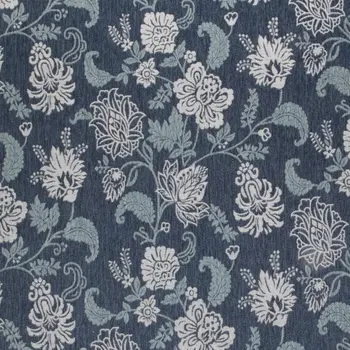 8' X 10' Navy Blue Sky Blue And Ivory Floral Indoor Outdoor Area Rug