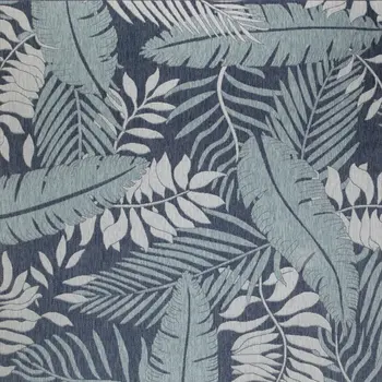 8' X 10' Navy Blue Sky Blue And Ivory Palm Leaf Indoor Outdoor Area Rug