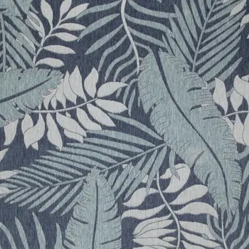 8' X 10' Navy Blue Sky Blue And Ivory Palm Leaf Indoor Outdoor Area Rug