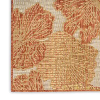 8' X 10' Coral And Beige Floral Indoor Outdoor Area Rug