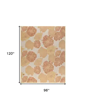 8' X 10' Coral And Beige Floral Indoor Outdoor Area Rug