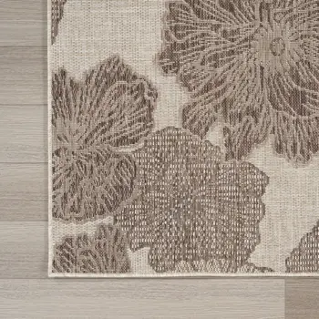 8' X 10' Taupe And Ivory Floral Indoor Outdoor Area Rug