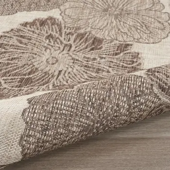 8' X 10' Taupe And Ivory Floral Indoor Outdoor Area Rug