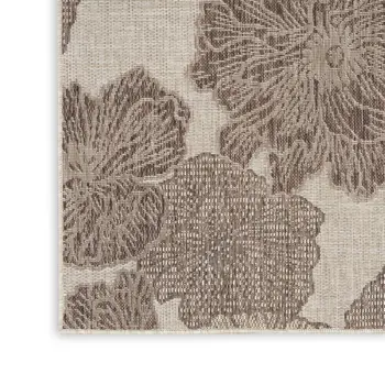 8' X 10' Taupe And Ivory Floral Indoor Outdoor Area Rug