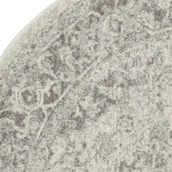 8' Ivory And Gray Floral Medallion Distressed Round Rug