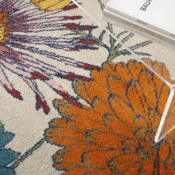 5' X 7' Cream Floral Power Loom Area Rug