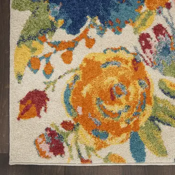 5' X 7' Cream Floral Power Loom Area Rug