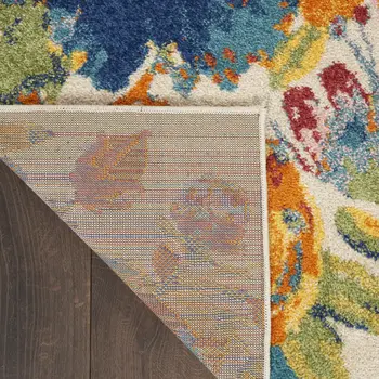 5' X 7' Cream Floral Power Loom Area Rug
