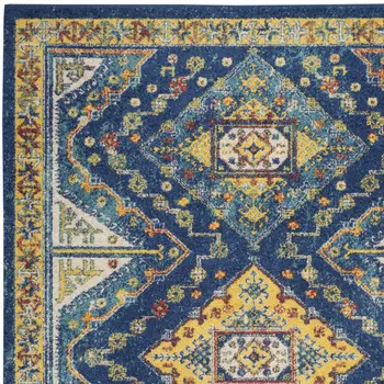 5' X 7' Blue and Yellow Geometric Power Loom Area Rug