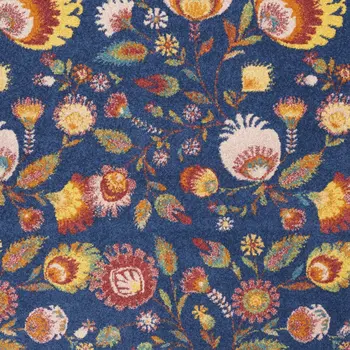 5' X 7' Blue and Yellow Floral Power Loom Area Rug