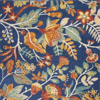 5' X 7' Blue and Yellow Floral Power Loom Area Rug
